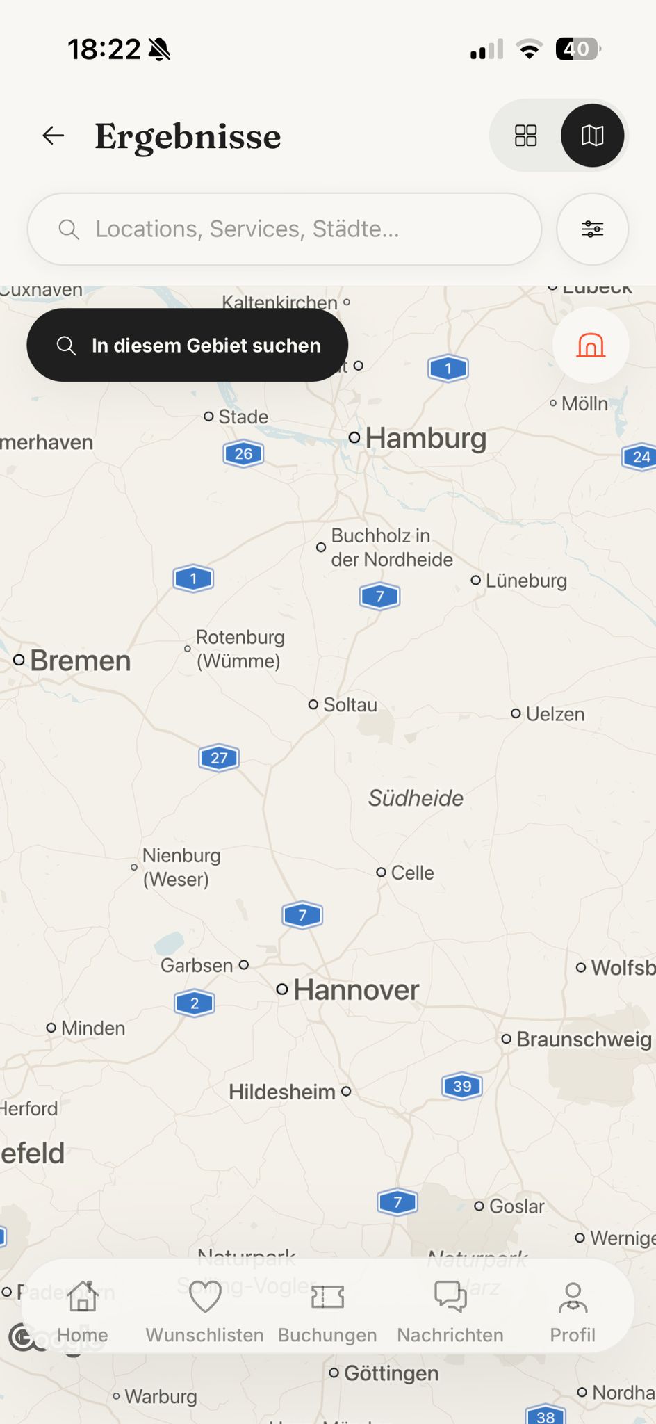Feesto search results on the map