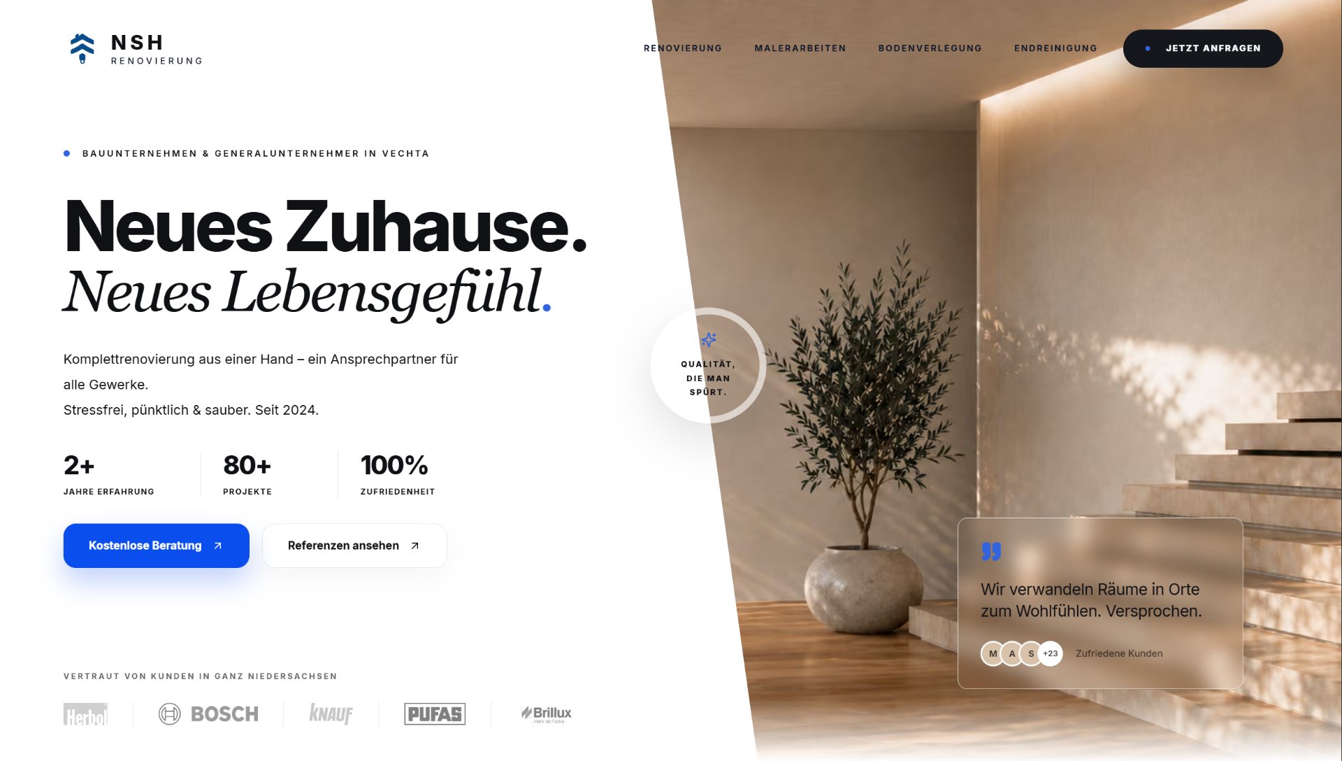 New NSH Renovierung website by Growlio (after)